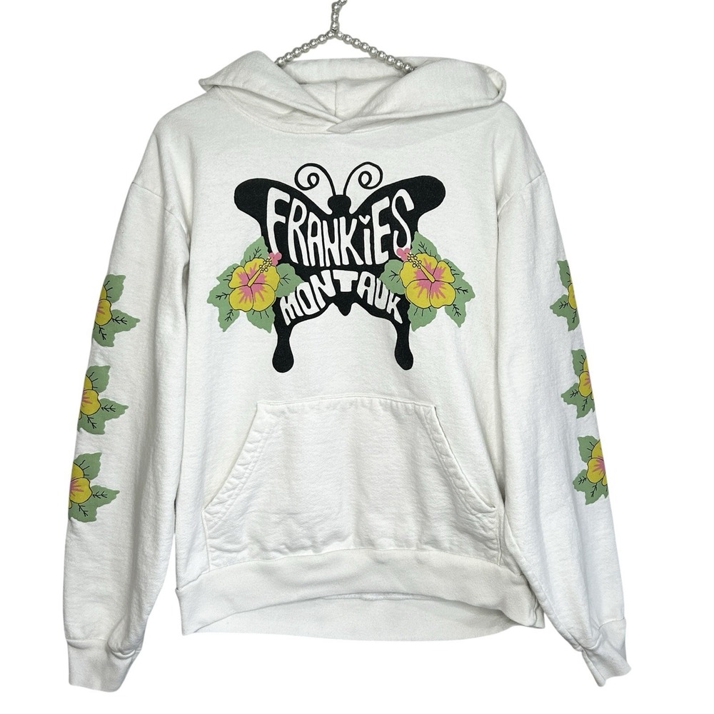 Frankies Bikinis Hoodie Montauk NY Small Graphic Beach Skater Grunge Limited Ed